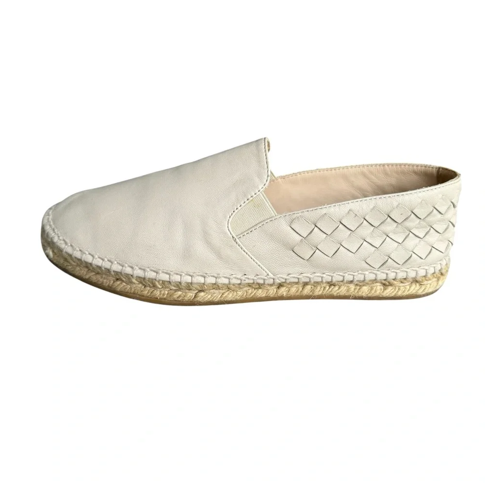 Bottega Veneta Intrecciato Woven Leather Espadrile Off White